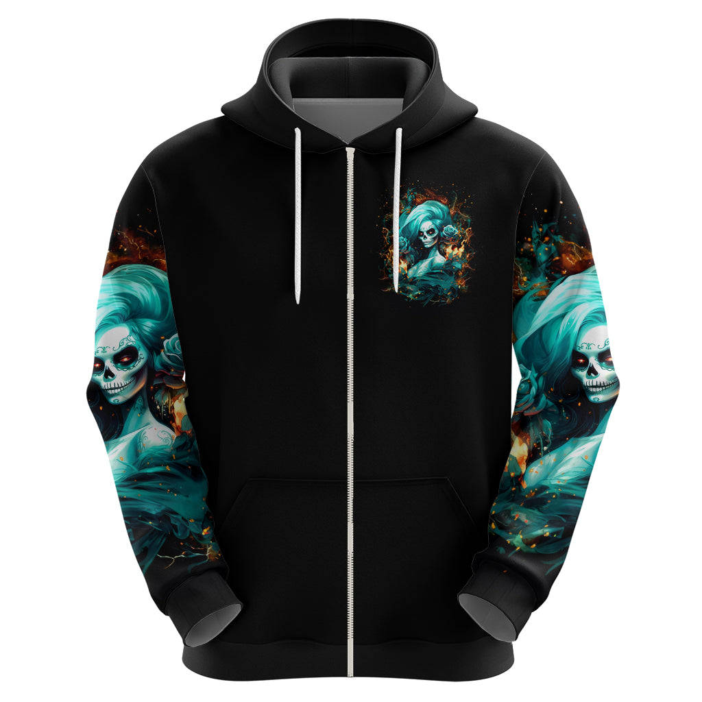 Flame Girl Skull Zip Hoodie Assuming I Was Like Most Girls Was Your First Mistake