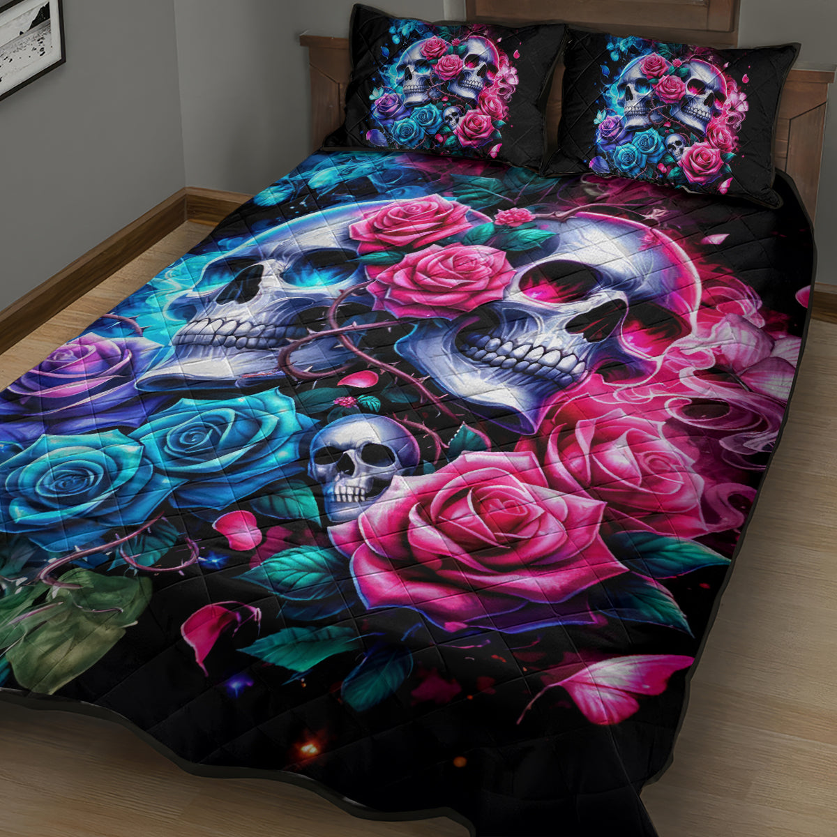 Couple Skull Quilt Bed Set I Could Be Your Best Friend Or Your Worst Fucking Enemy