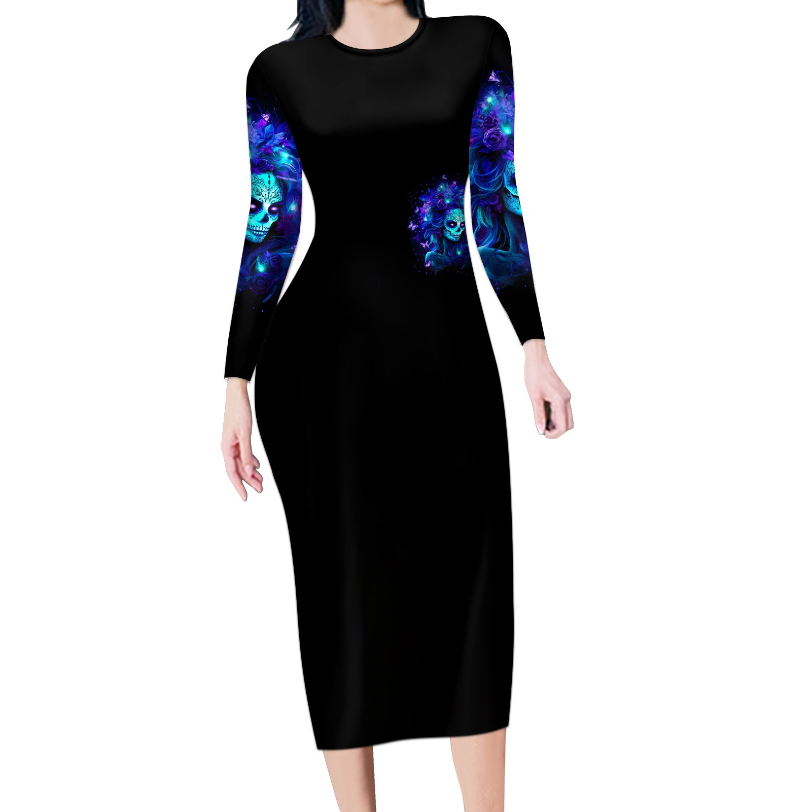 Skull Girl Long Sleeve Bodycon Dress Yes I'm A Bitch But Not Yours