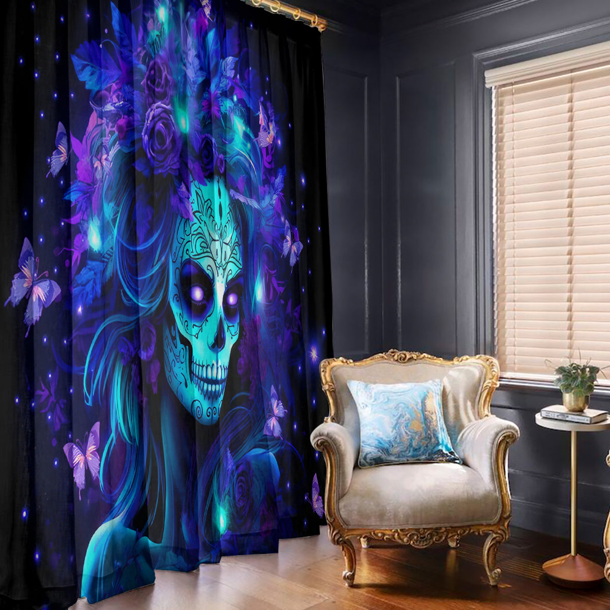 Skull Girl Window Curtain Yes I'm A Bitch But Not Yours