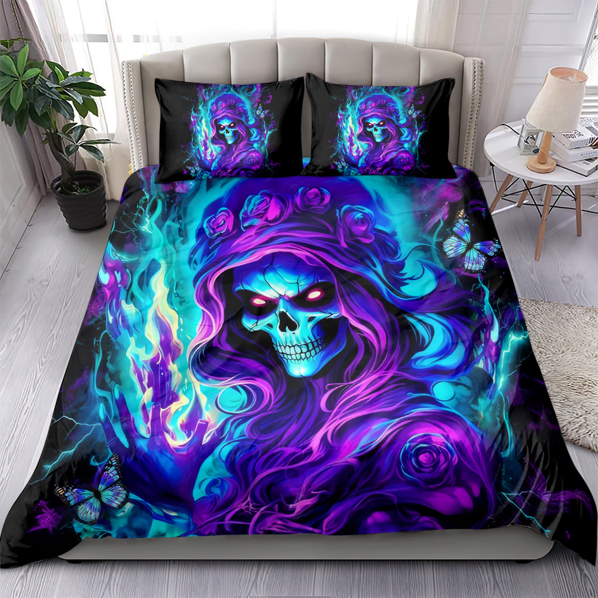 Flame Girl Skull Bedding Set The Good Girl In Me Got Tired Of The Bullshit