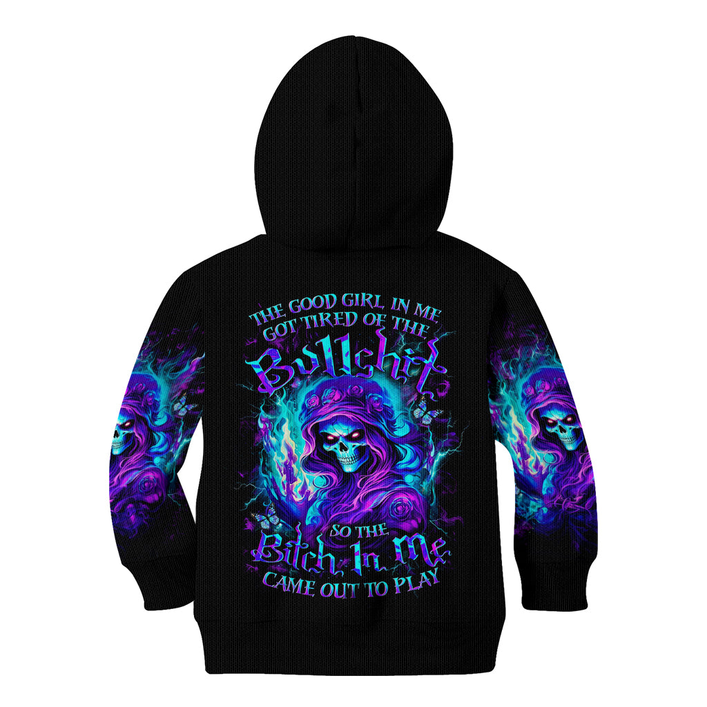 Flame Girl Skull Kid Hoodie The Good Girl In Me Got Tired Of The Bullshit