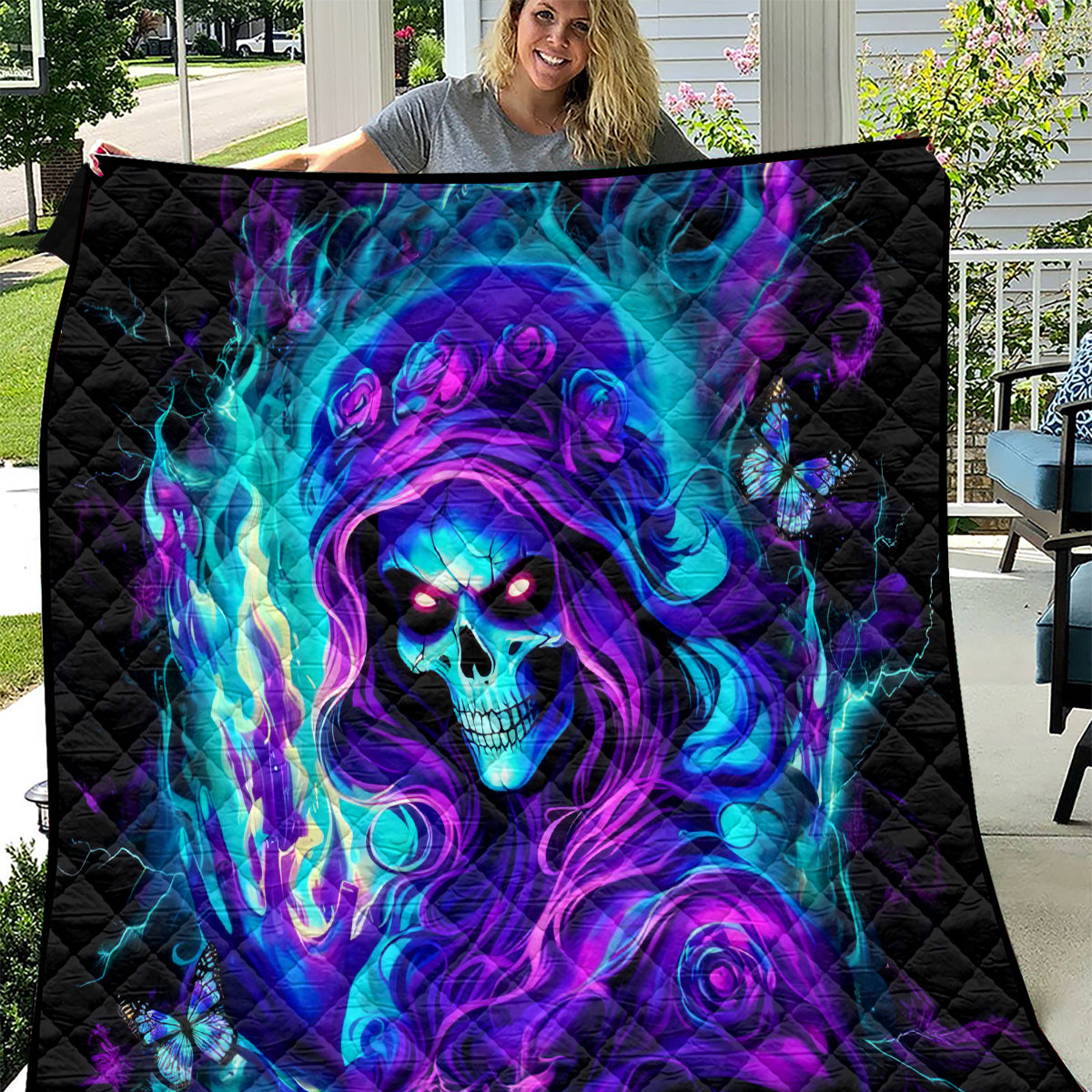 Flame Girl Skull Quilt The Good Girl In Me Got Tired Of The Bullshit