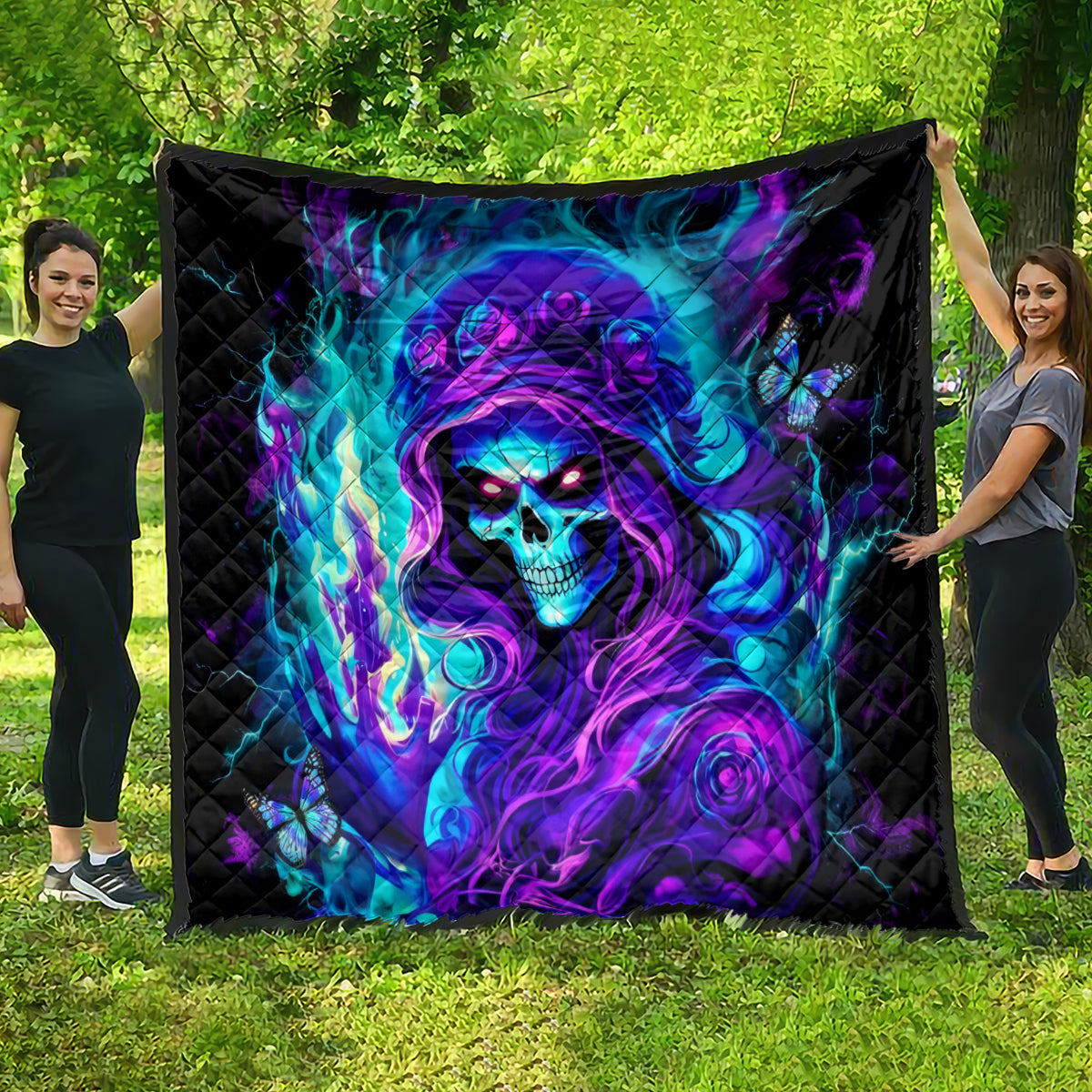 Flame Girl Skull Quilt The Good Girl In Me Got Tired Of The Bullshit