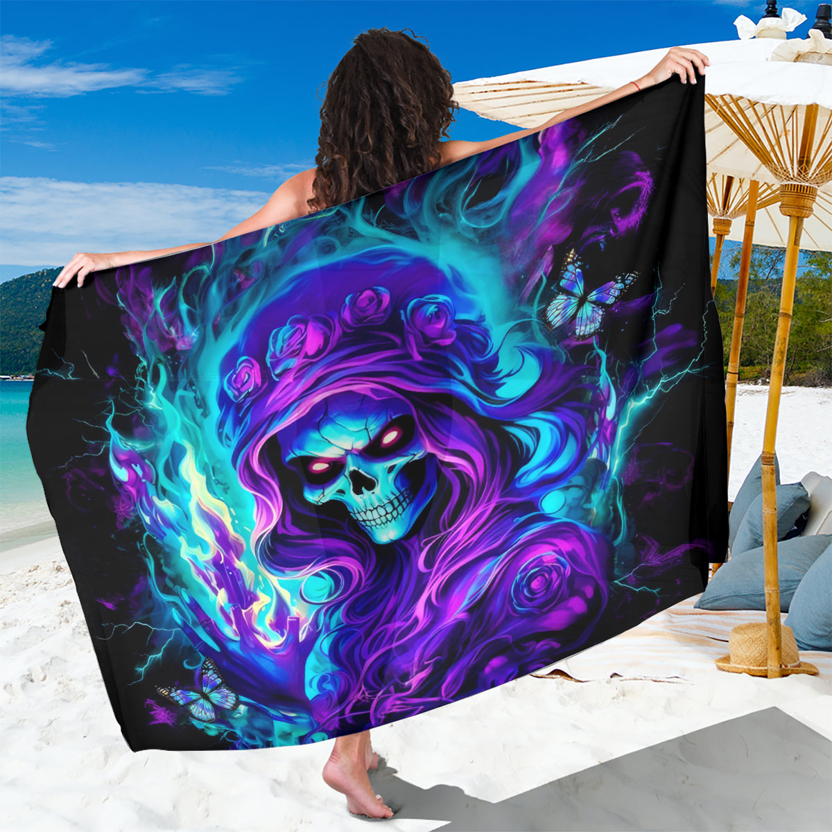 Flame Girl Skull Sarong The Good Girl In Me Got Tired Of The Bullshit