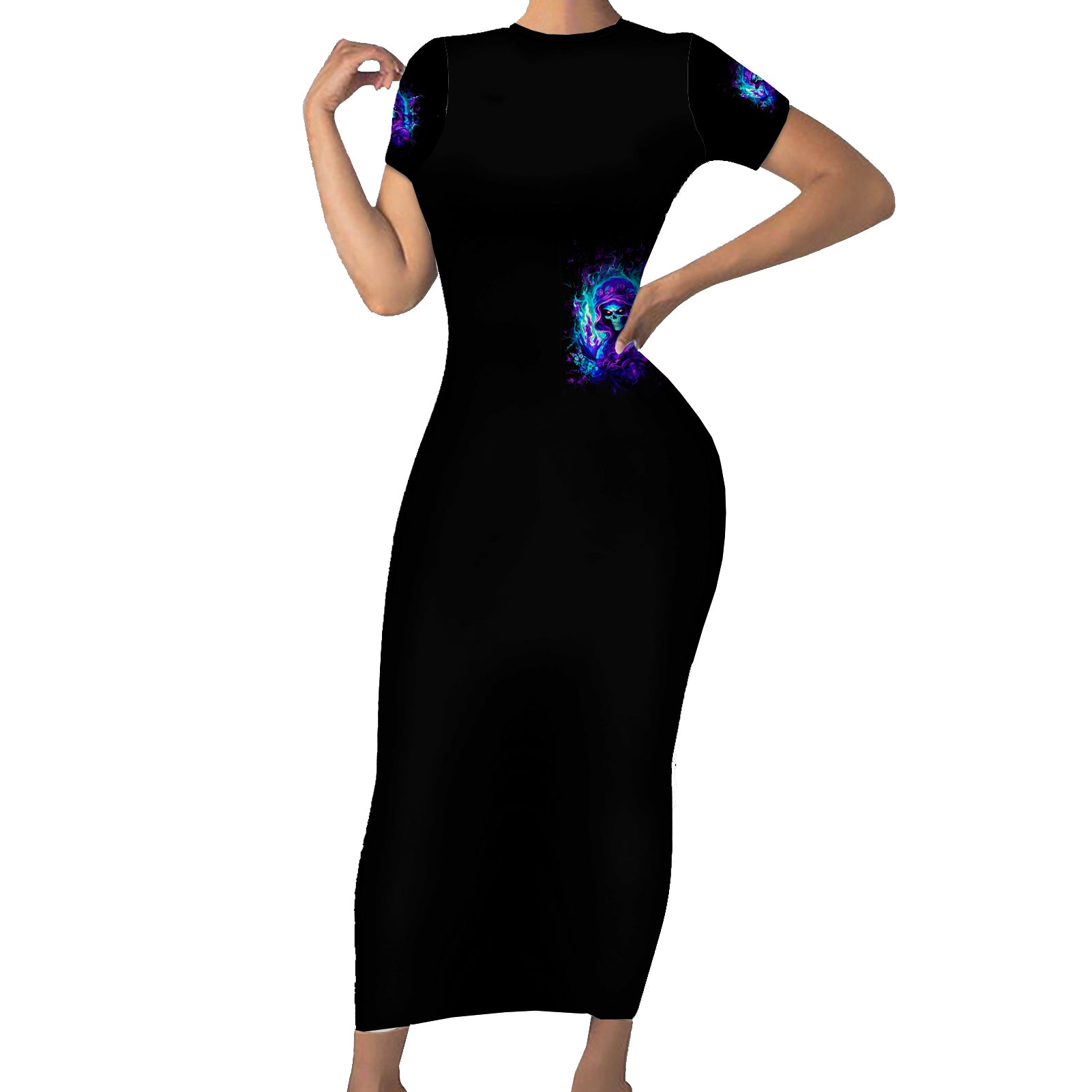 Flame Girl Skull Short Sleeve Bodycon Dress The Good Girl In Me Got Tired Of The Bullshit