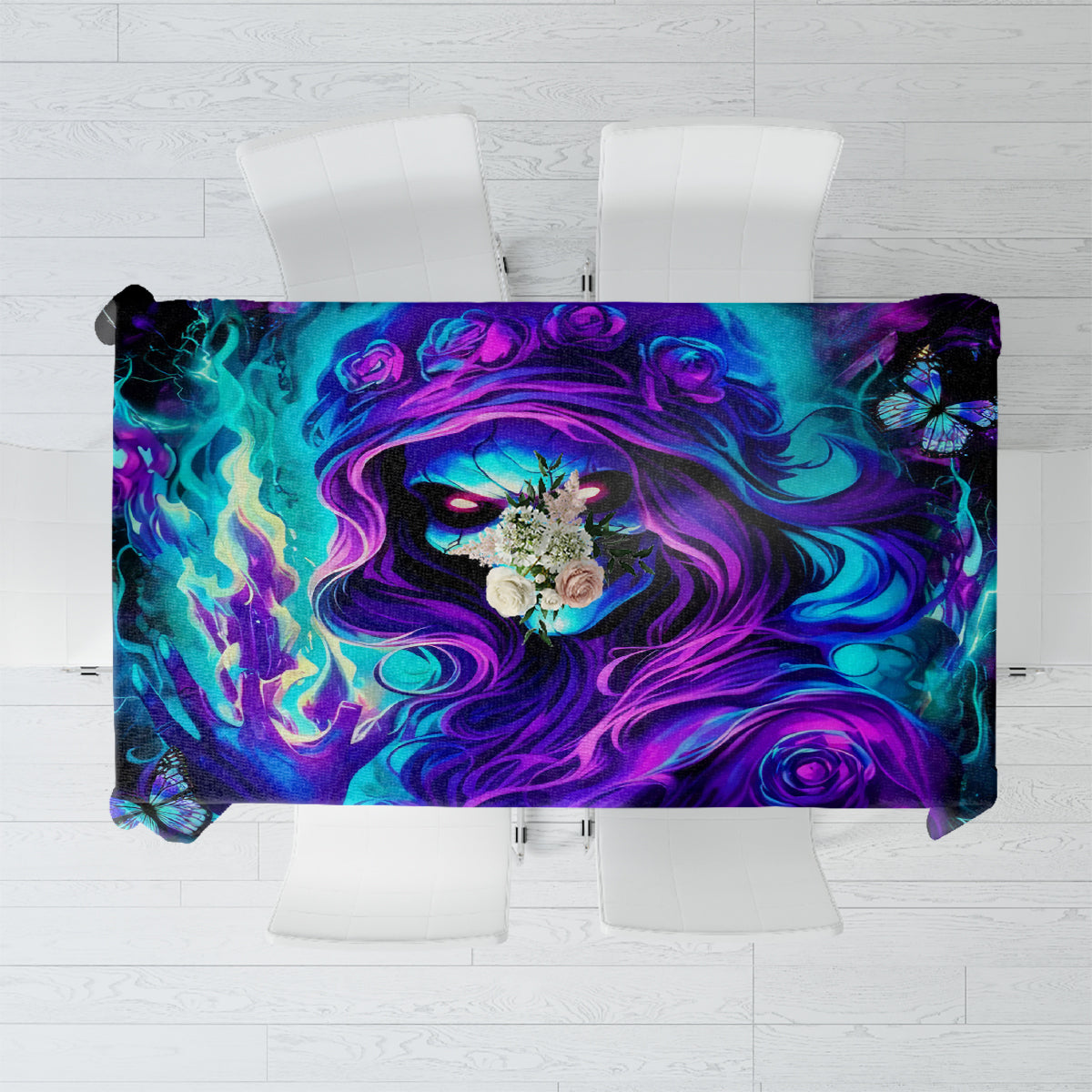 Flame Girl Skull Tablecloth The Good Girl In Me Got Tired Of The Bullshit