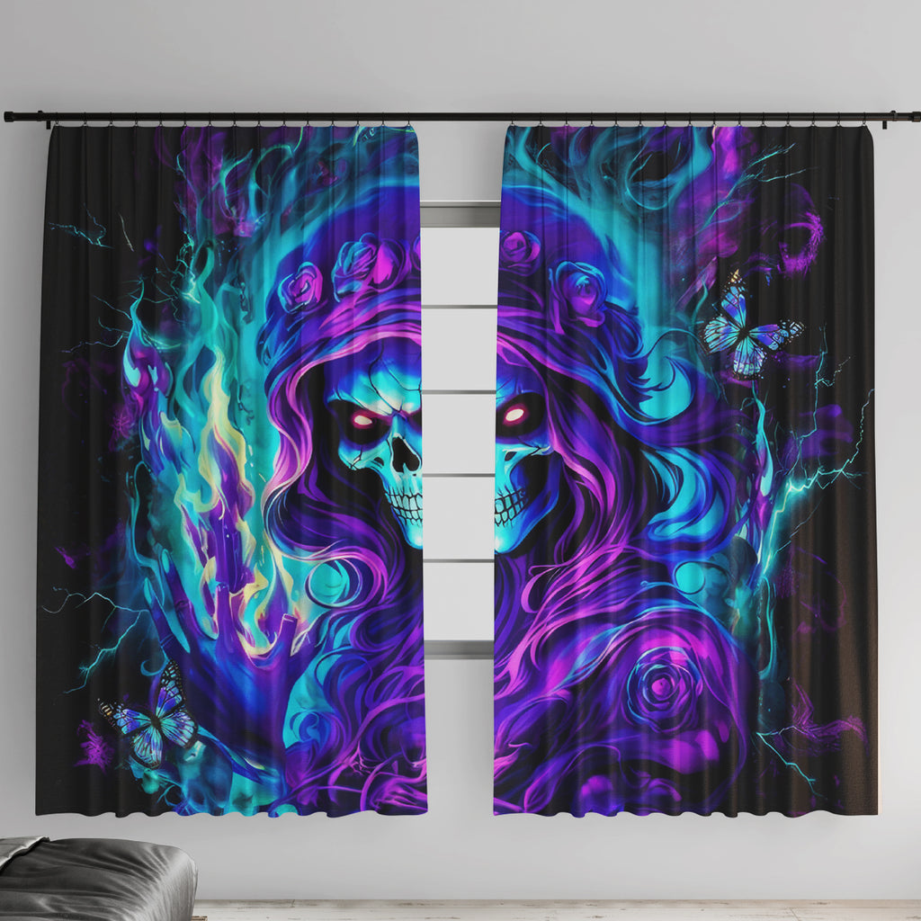 Flame Girl Skull Window Curtain The Good Girl In Me Got Tired Of The Bullshit