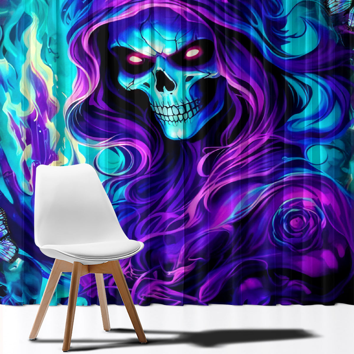 Flame Girl Skull Window Curtain The Good Girl In Me Got Tired Of The Bullshit