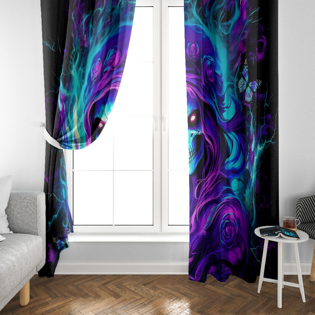 Flame Girl Skull Window Curtain The Good Girl In Me Got Tired Of The Bullshit
