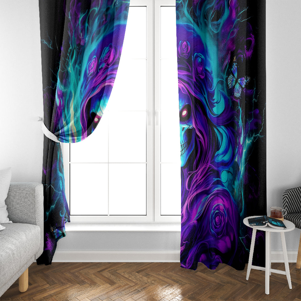 Flame Girl Skull Window Curtain The Good Girl In Me Got Tired Of The Bullshit