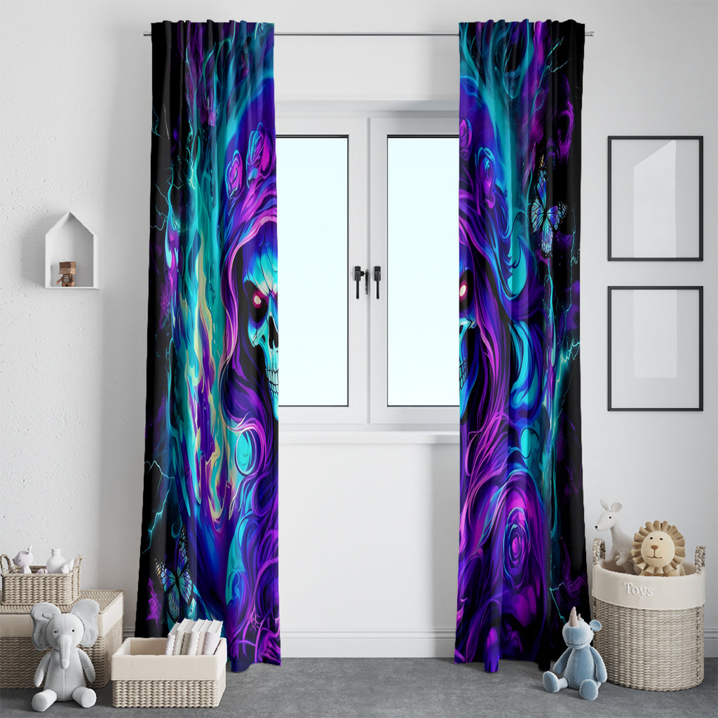 Flame Girl Skull Window Curtain The Good Girl In Me Got Tired Of The Bullshit