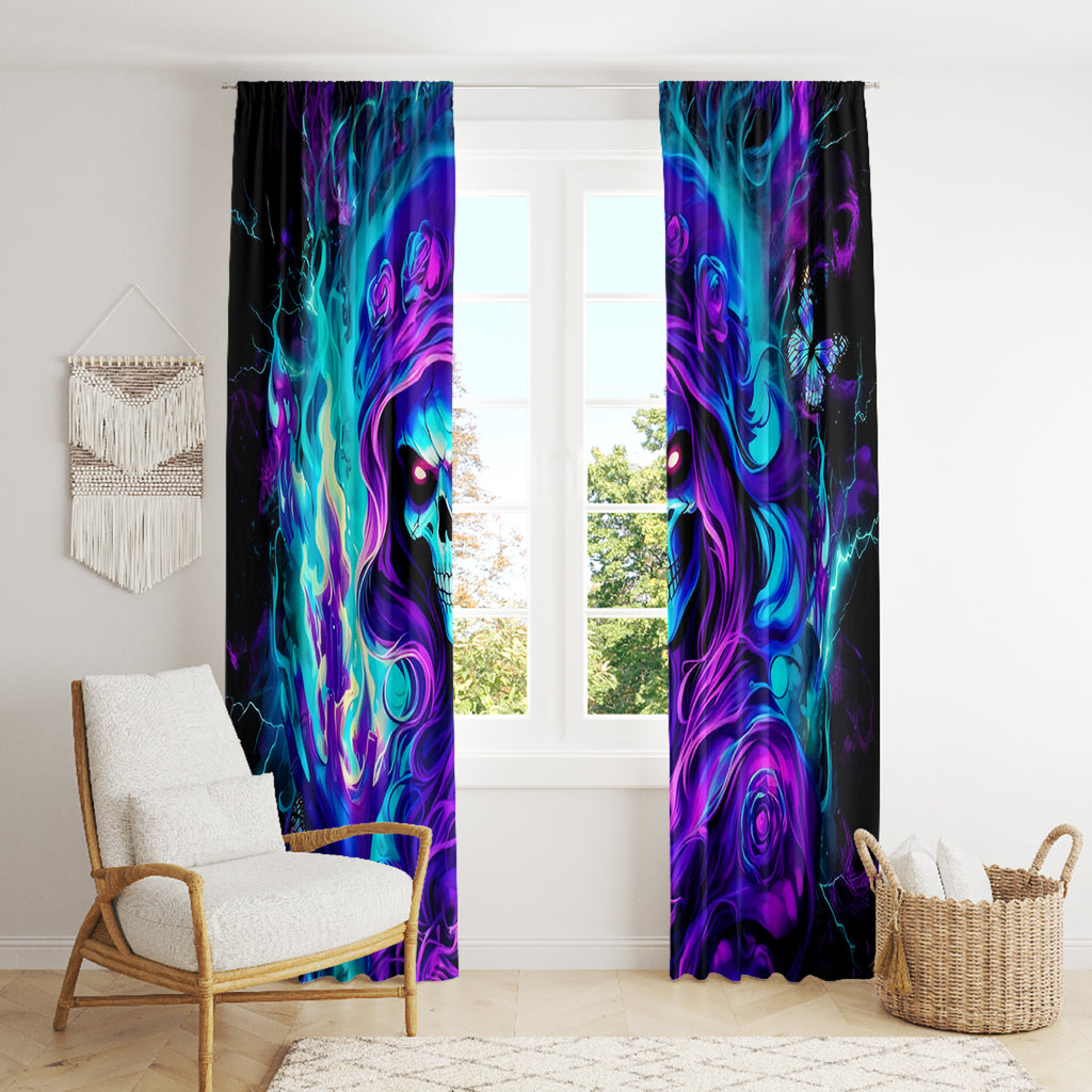 Flame Girl Skull Window Curtain The Good Girl In Me Got Tired Of The Bullshit