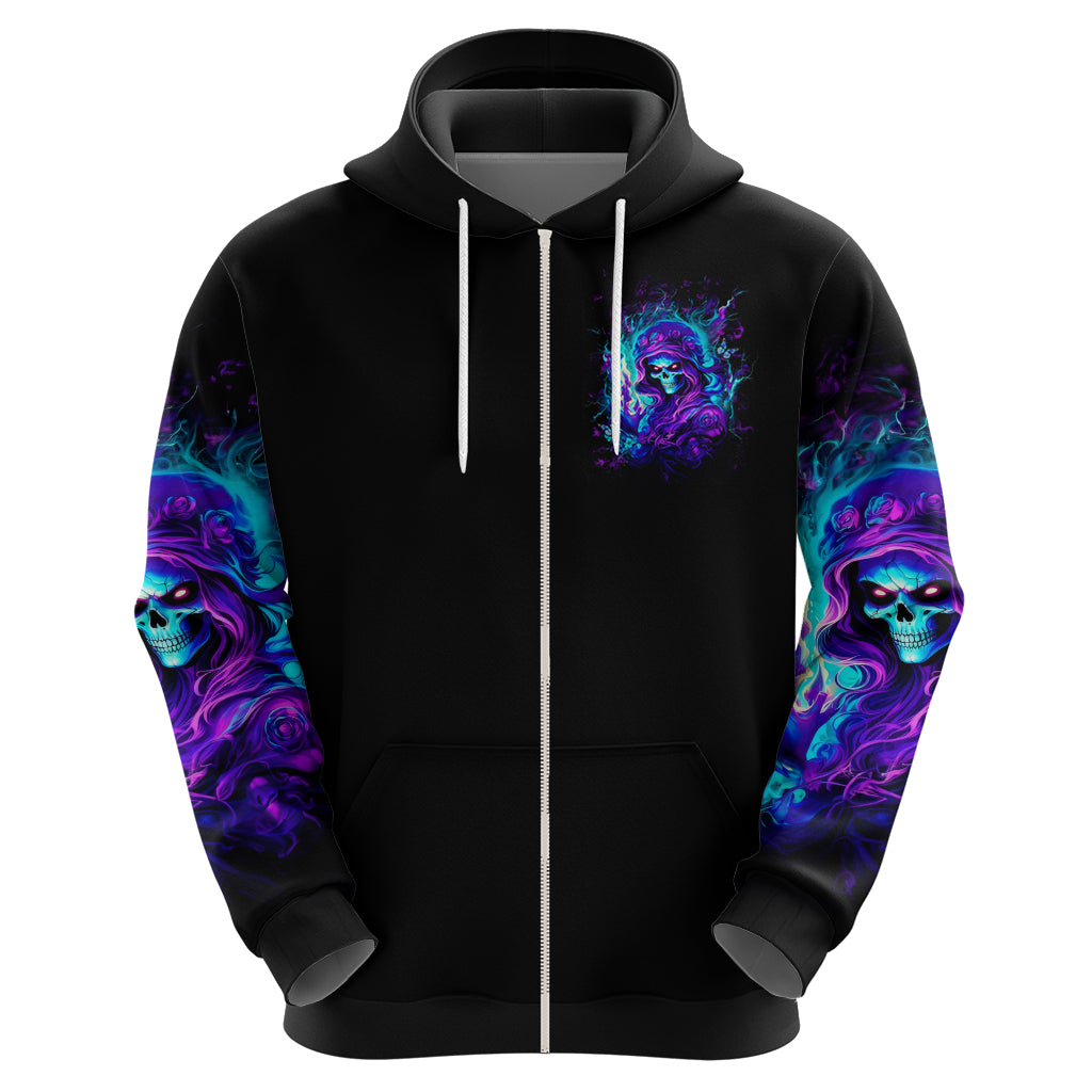 Flame Girl Skull Zip Hoodie The Good Girl In Me Got Tired Of The Bullshit