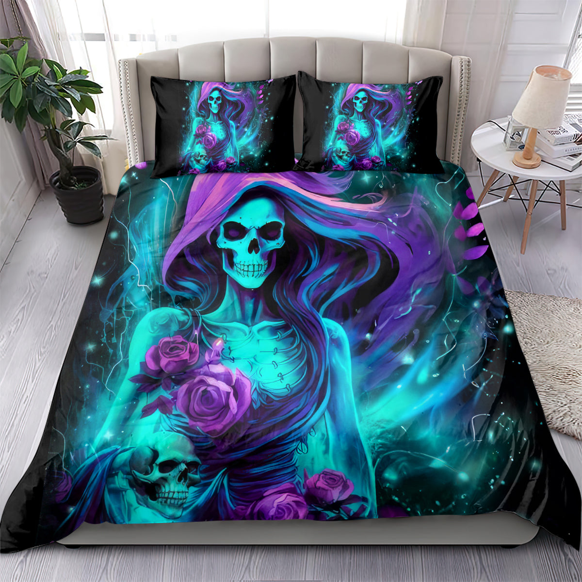 Flame Girl Skull Bedding Set The Good Girl In Me Got Tired Of The Bullshit