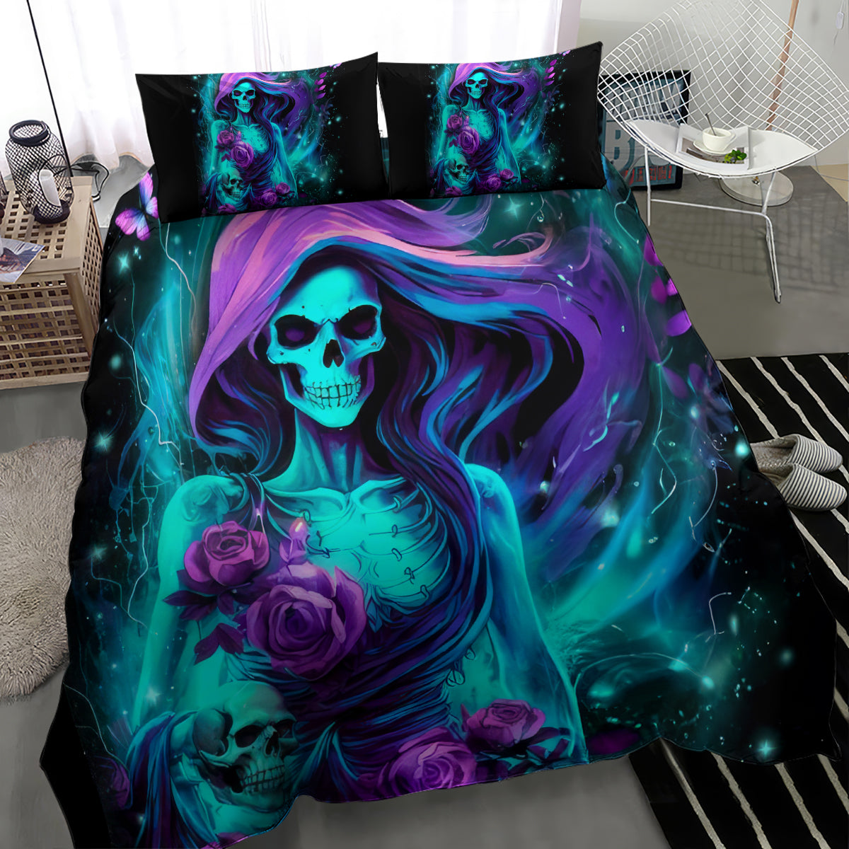 Flame Girl Skull Bedding Set The Good Girl In Me Got Tired Of The Bullshit