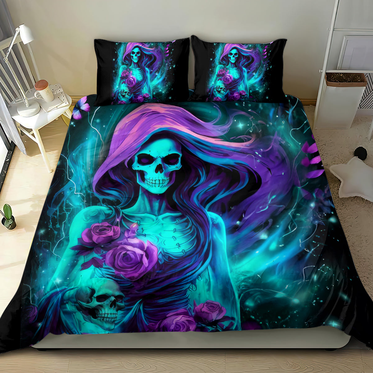 Flame Girl Skull Bedding Set The Good Girl In Me Got Tired Of The Bullshit