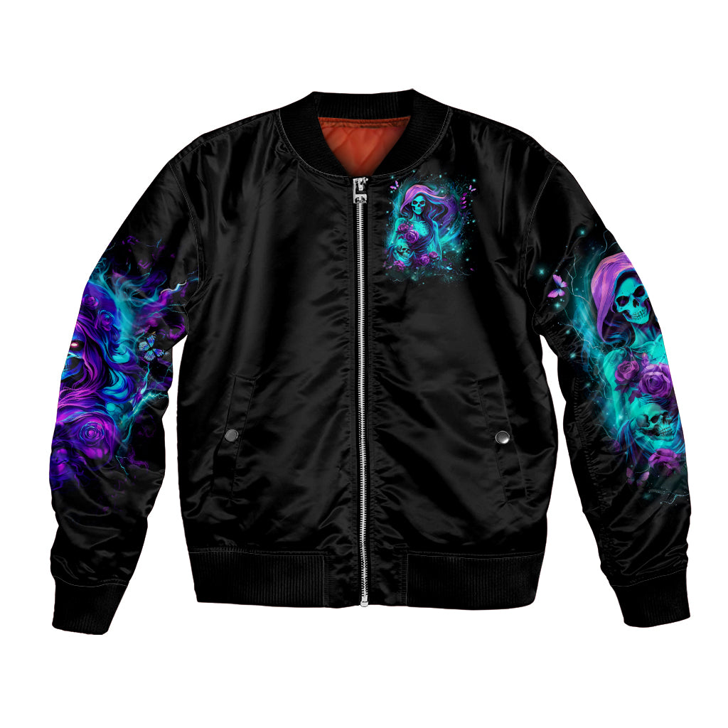 Flame Girl Skull Bomber Jacket The Good Girl In Me Got Tired Of The Bullshit