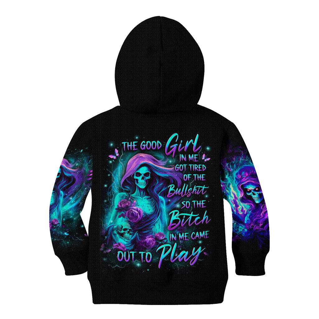 Flame Girl Skull Kid Hoodie The Good Girl In Me Got Tired Of The Bullshit