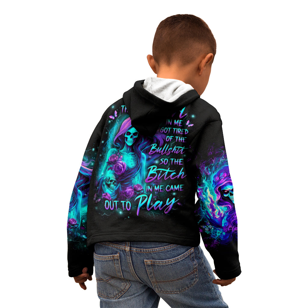 Flame Girl Skull Kid Hoodie The Good Girl In Me Got Tired Of The Bullshit