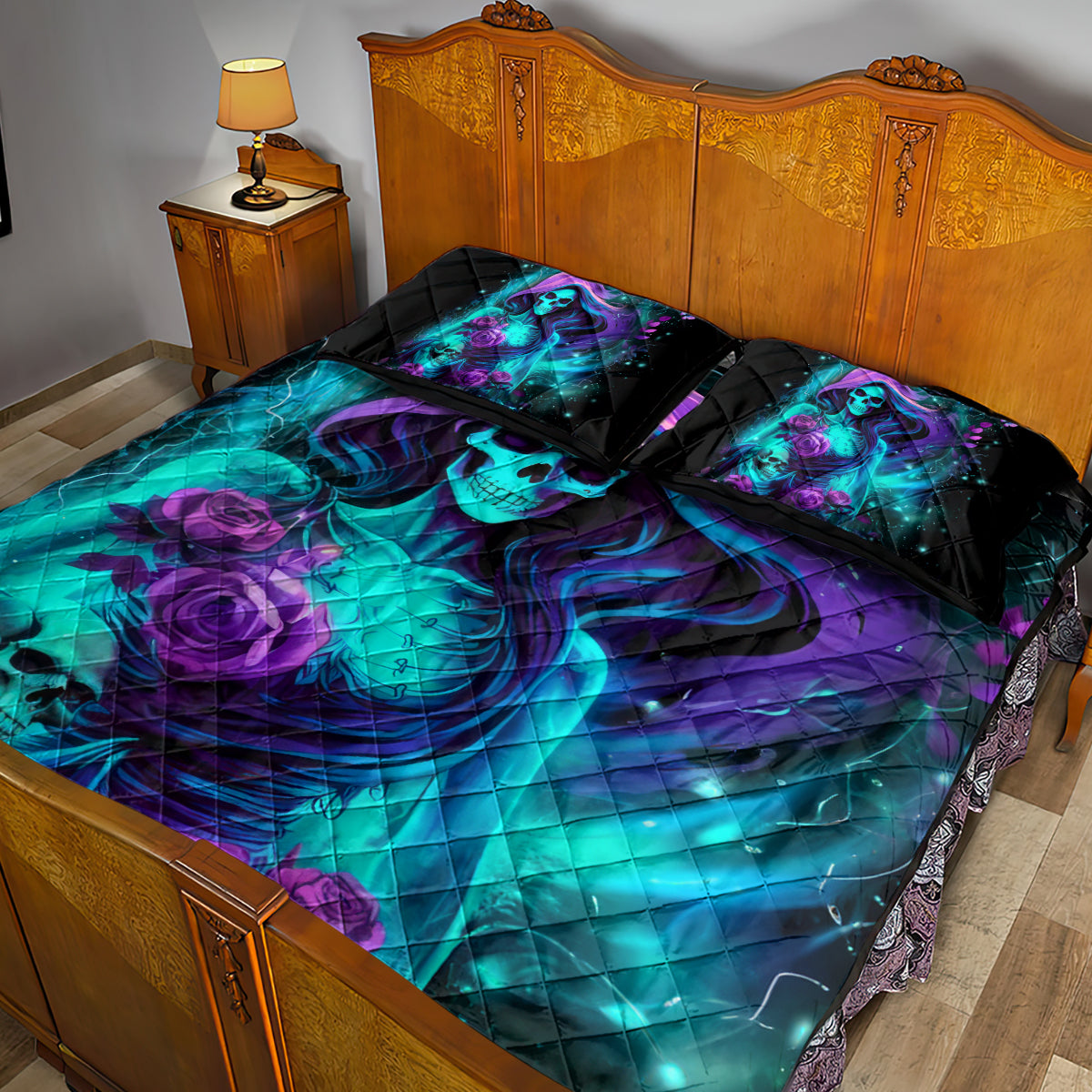 Flame Girl Skull Quilt Bed Set The Good Girl In Me Got Tired Of The Bullshit