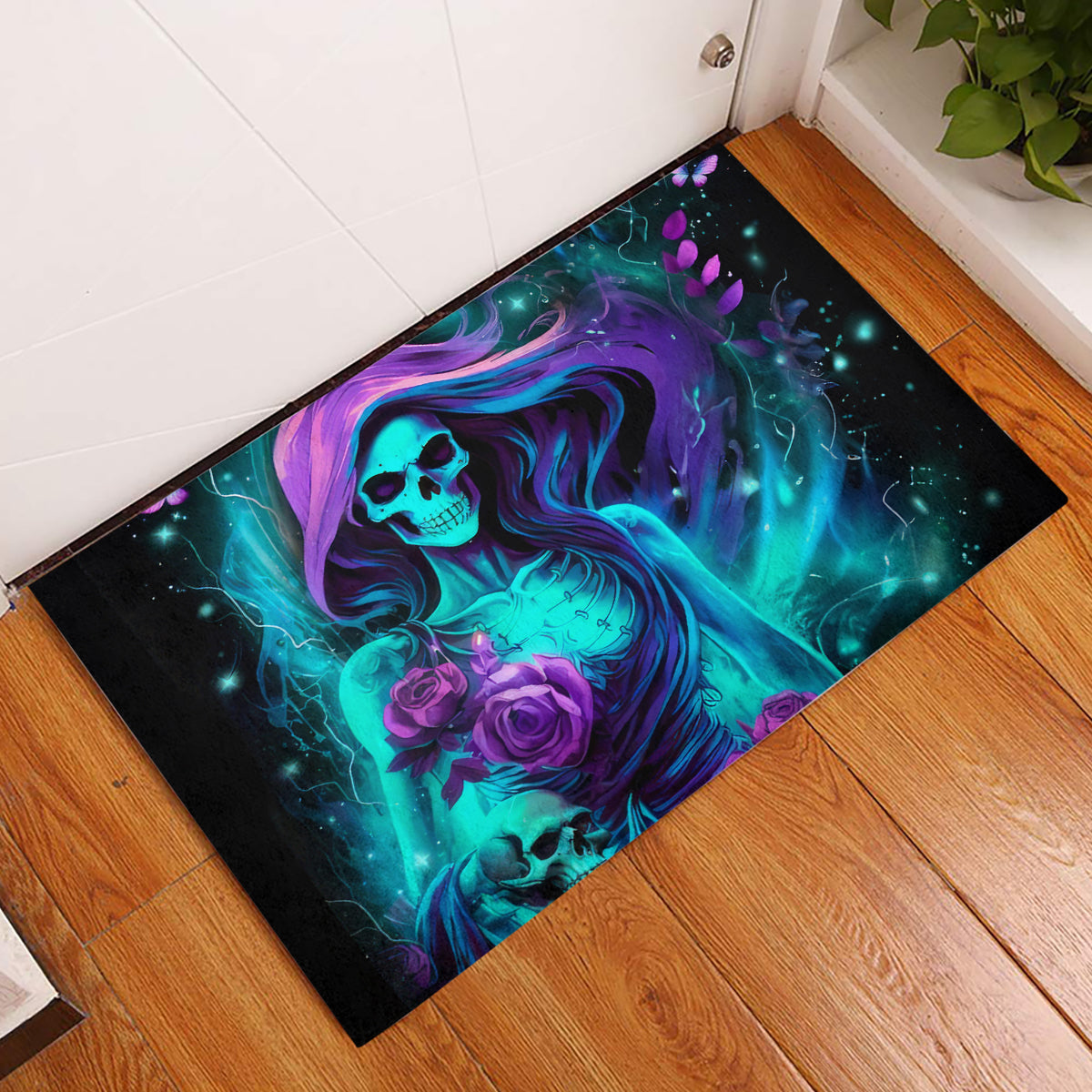 Flame Girl Skull Rubber Doormat The Good Girl In Me Got Tired Of The Bullshit