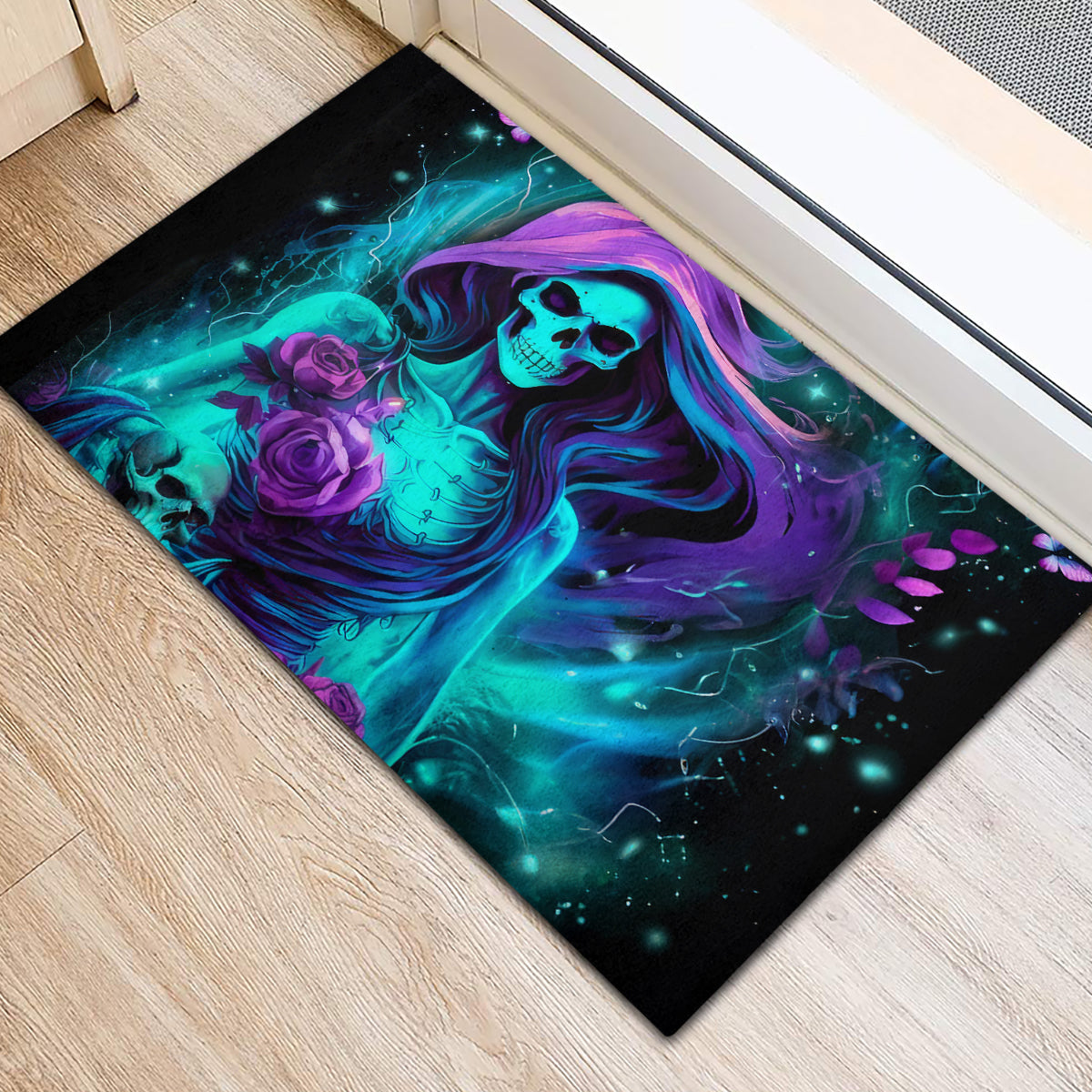 Flame Girl Skull Rubber Doormat The Good Girl In Me Got Tired Of The Bullshit