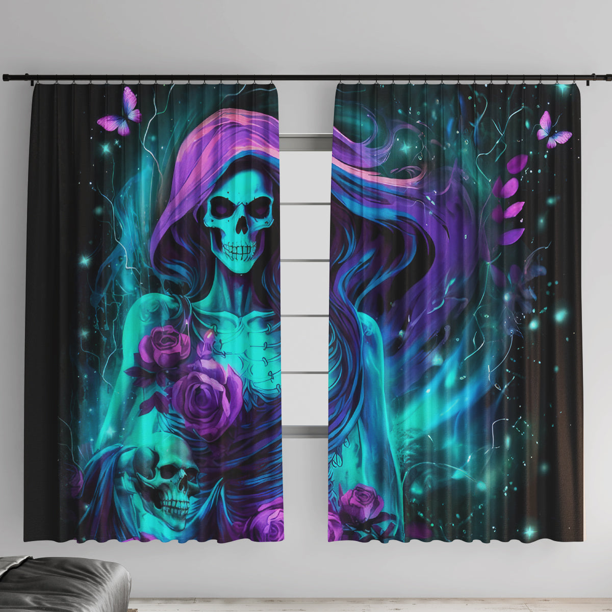 Flame Girl Skull Window Curtain The Good Girl In Me Got Tired Of The Bullshit