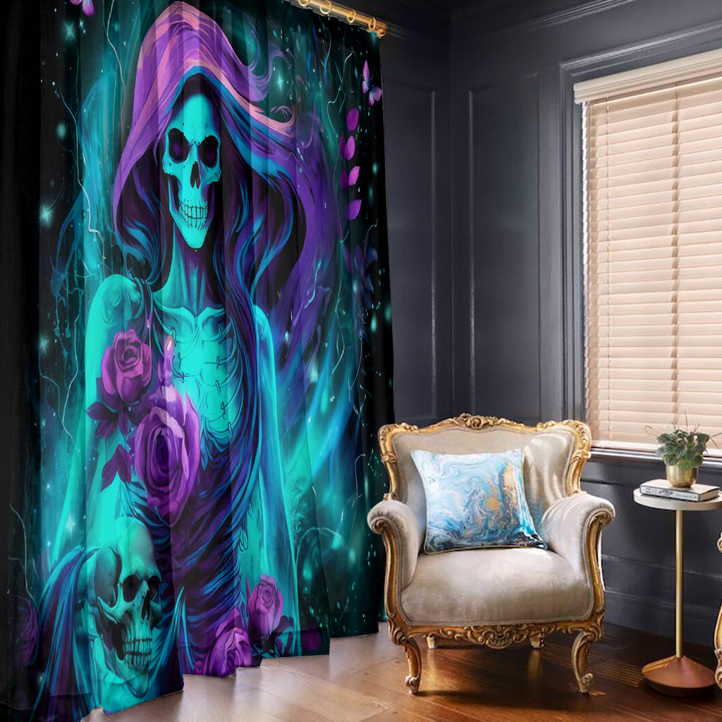 Flame Girl Skull Window Curtain The Good Girl In Me Got Tired Of The Bullshit