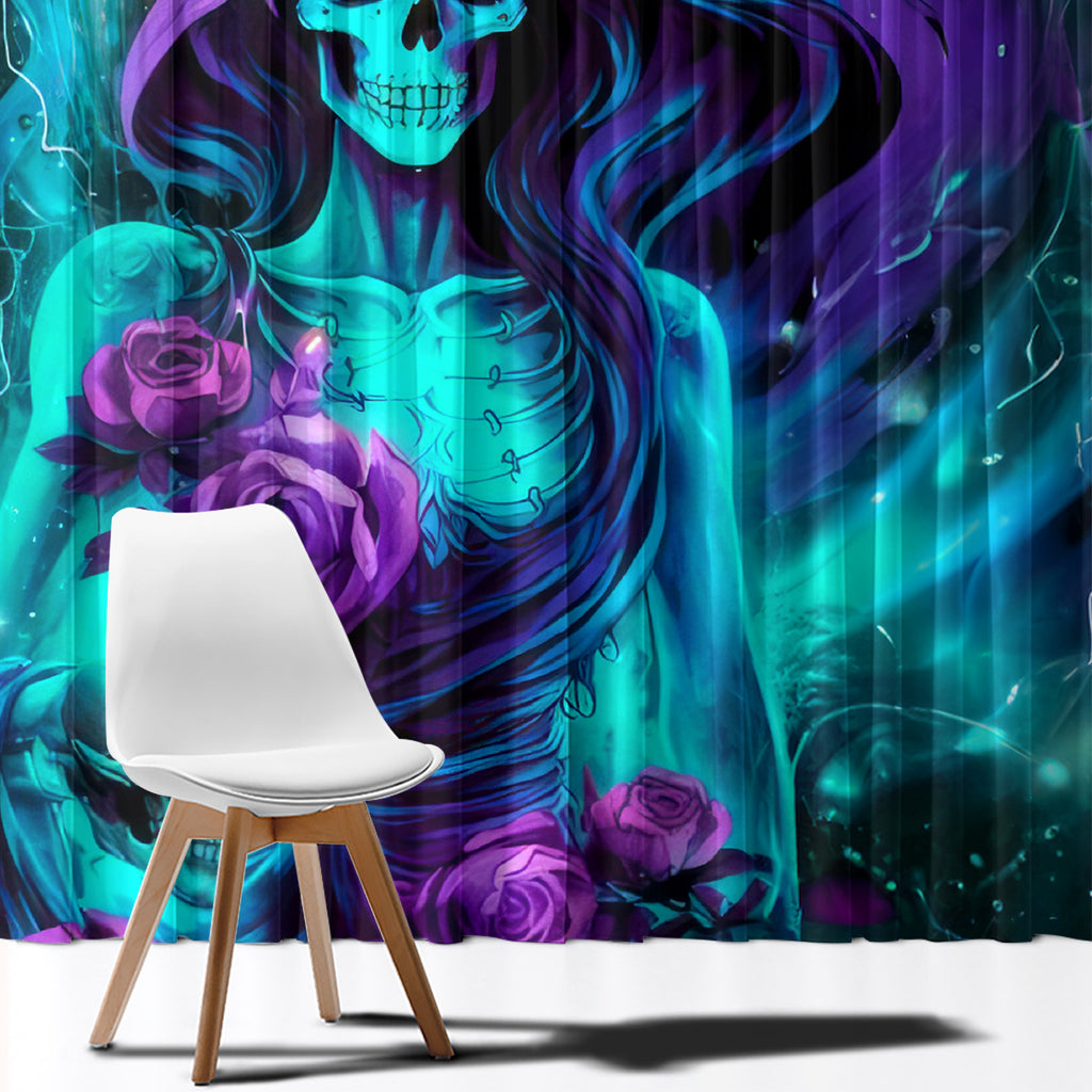 Flame Girl Skull Window Curtain The Good Girl In Me Got Tired Of The Bullshit