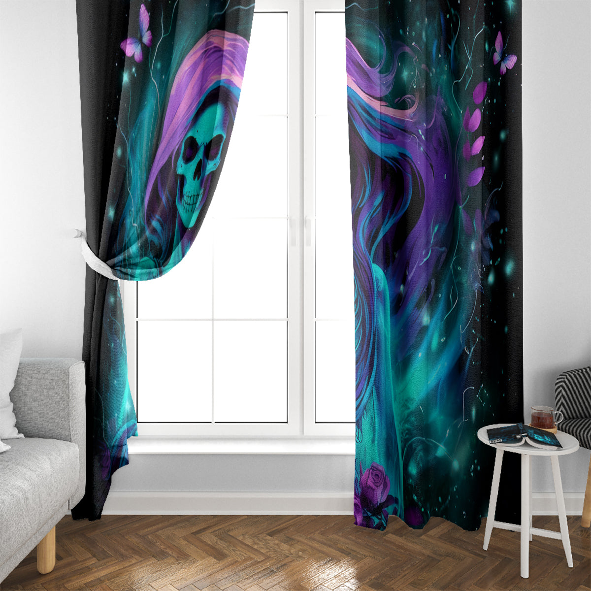 Flame Girl Skull Window Curtain The Good Girl In Me Got Tired Of The Bullshit