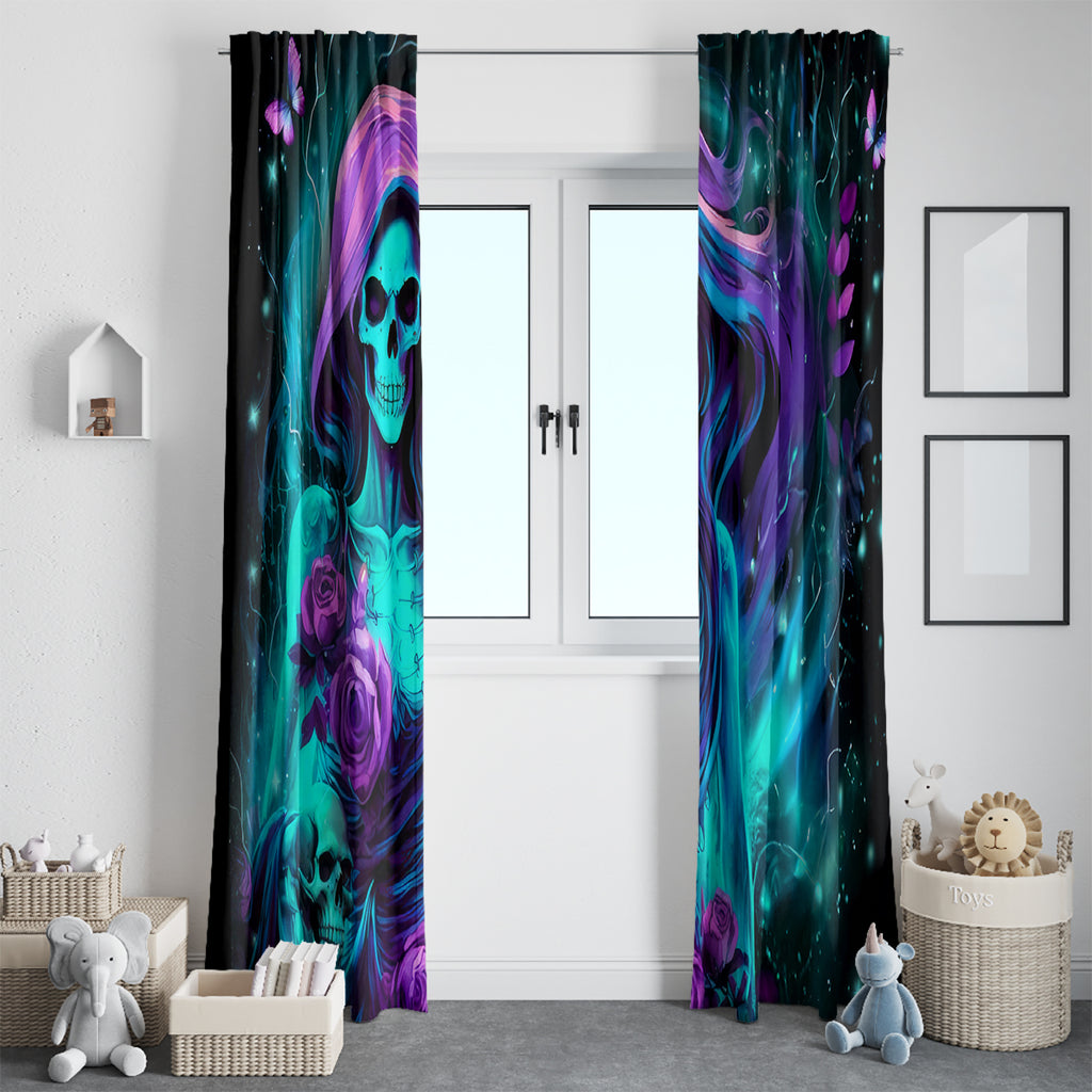 Flame Girl Skull Window Curtain The Good Girl In Me Got Tired Of The Bullshit