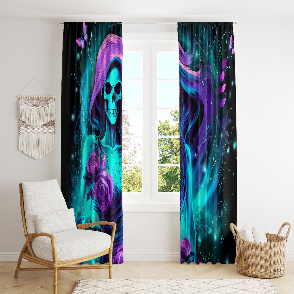 Flame Girl Skull Window Curtain The Good Girl In Me Got Tired Of The Bullshit