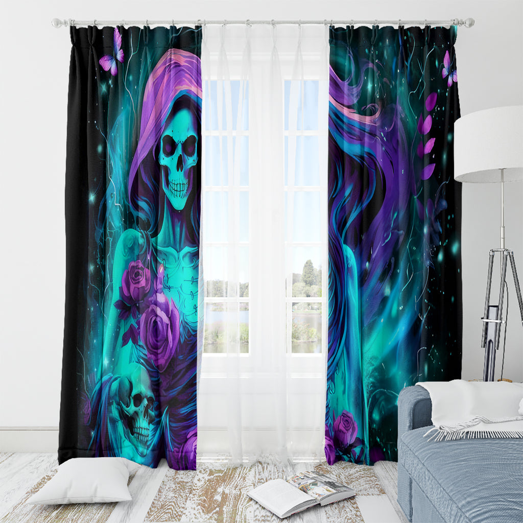 Flame Girl Skull Window Curtain The Good Girl In Me Got Tired Of The Bullshit