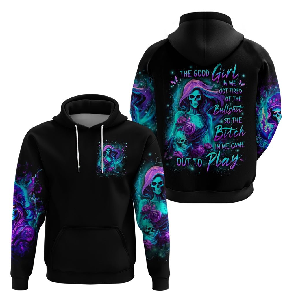 Flame Girl Skull Zip Hoodie The Good Girl In Me Got Tired Of The Bullshit