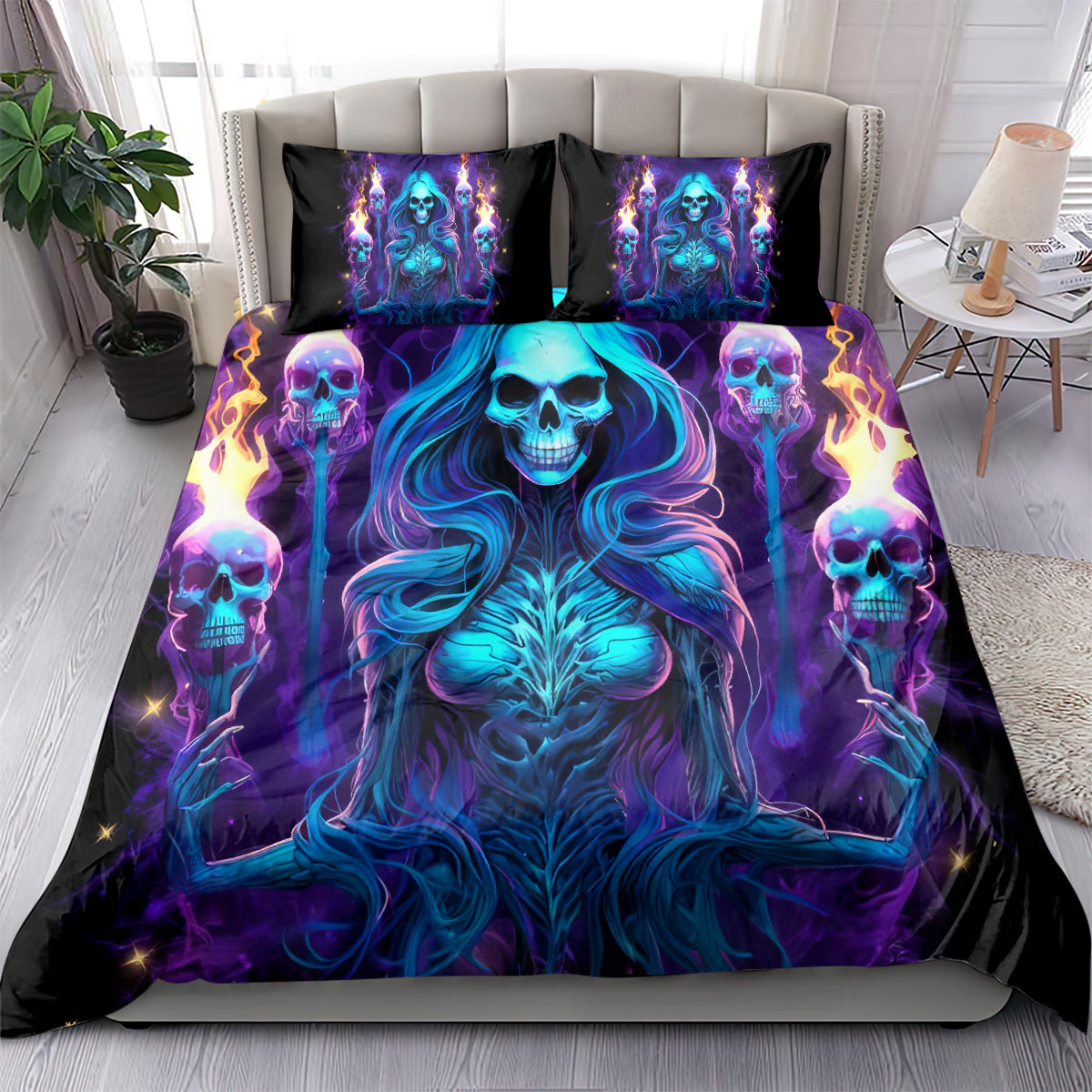 Witch Skull Bedding Set Wake Up Beasuty I't Time To Beast