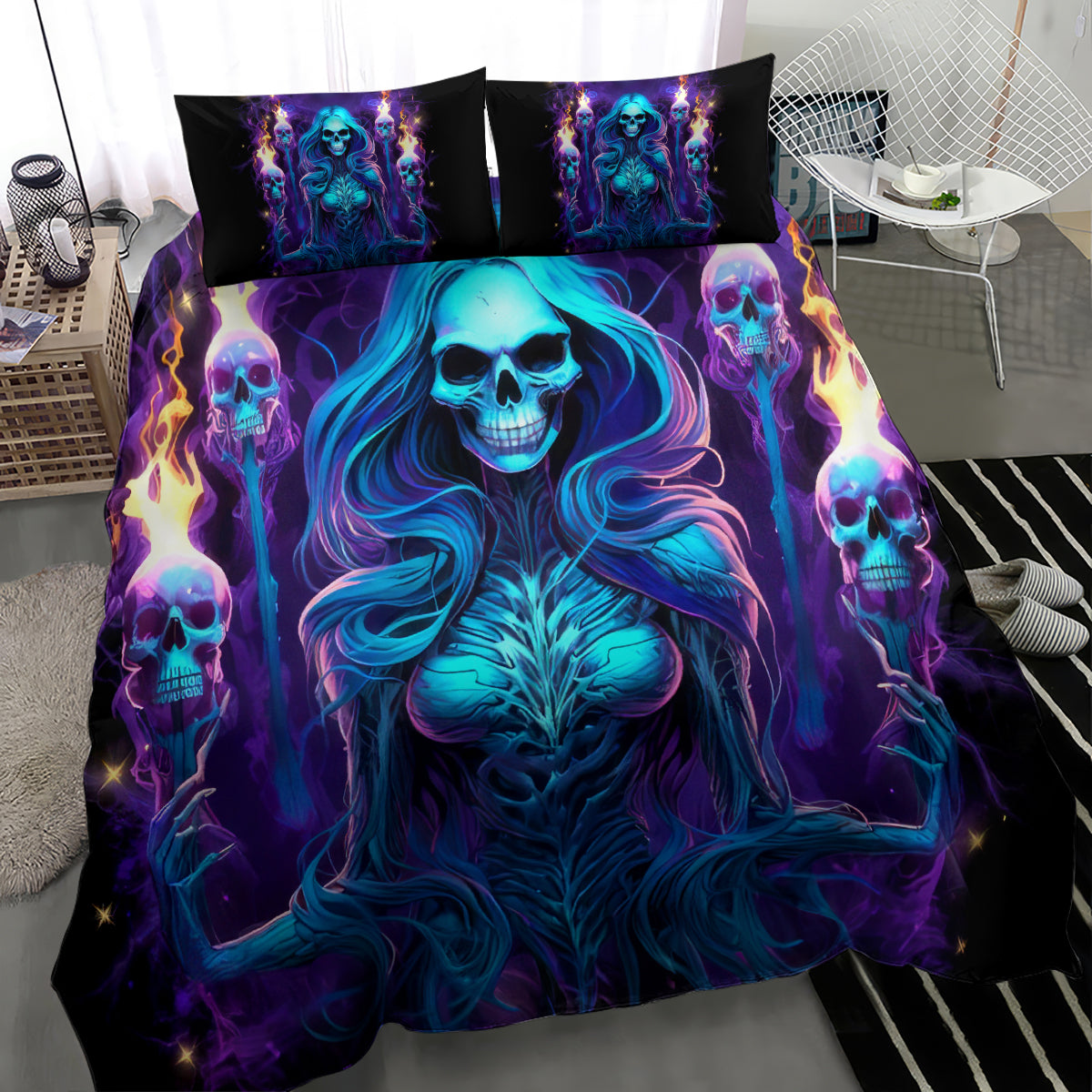 Witch Skull Bedding Set Wake Up Beasuty I't Time To Beast