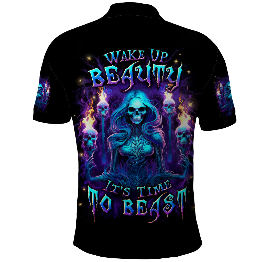 Witch Skull Polo Shirt Wake Up Beasuty I't Time To Beast