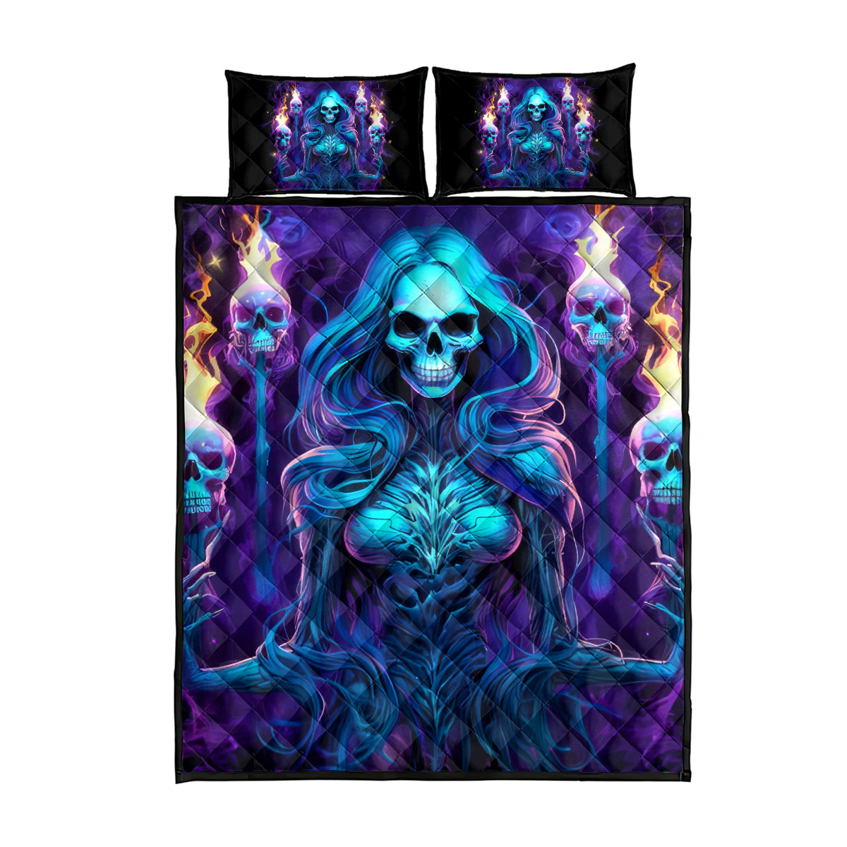 Witch Skull Quilt Bed Set Wake Up Beasuty I't Time To Beast