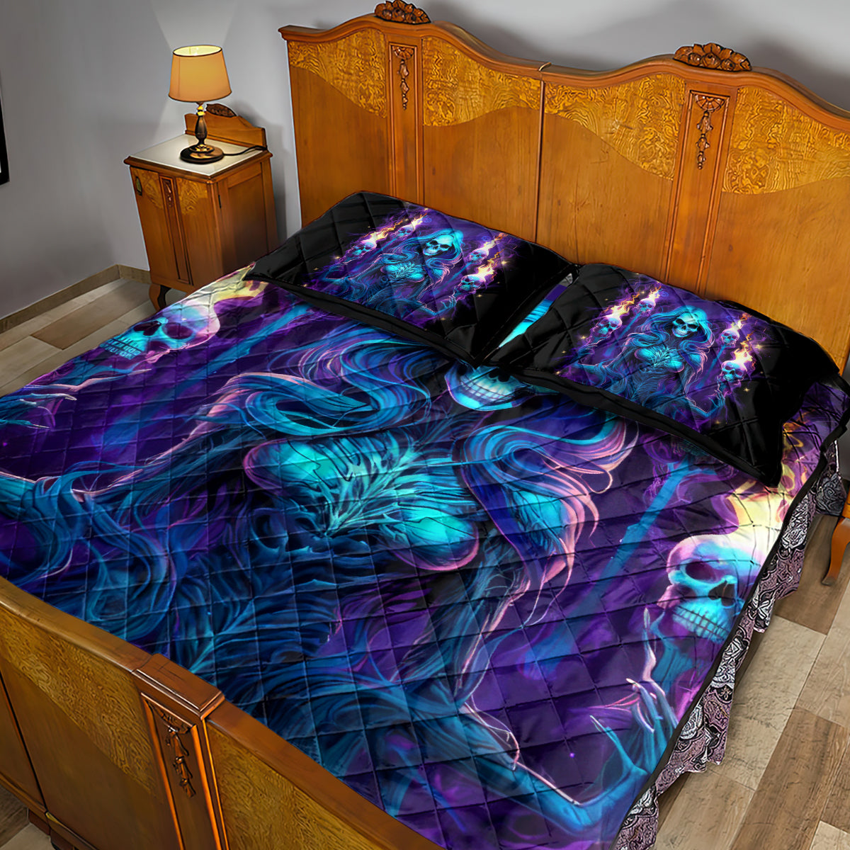 Witch Skull Quilt Bed Set Wake Up Beasuty I't Time To Beast