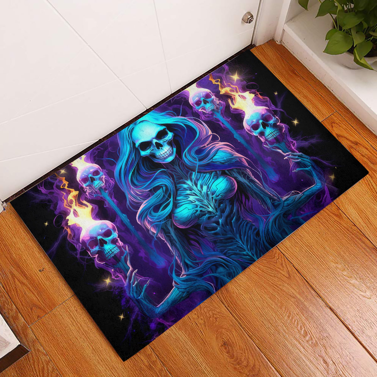 Witch Skull Rubber Doormat Wake Up Beasuty I't Time To Beast