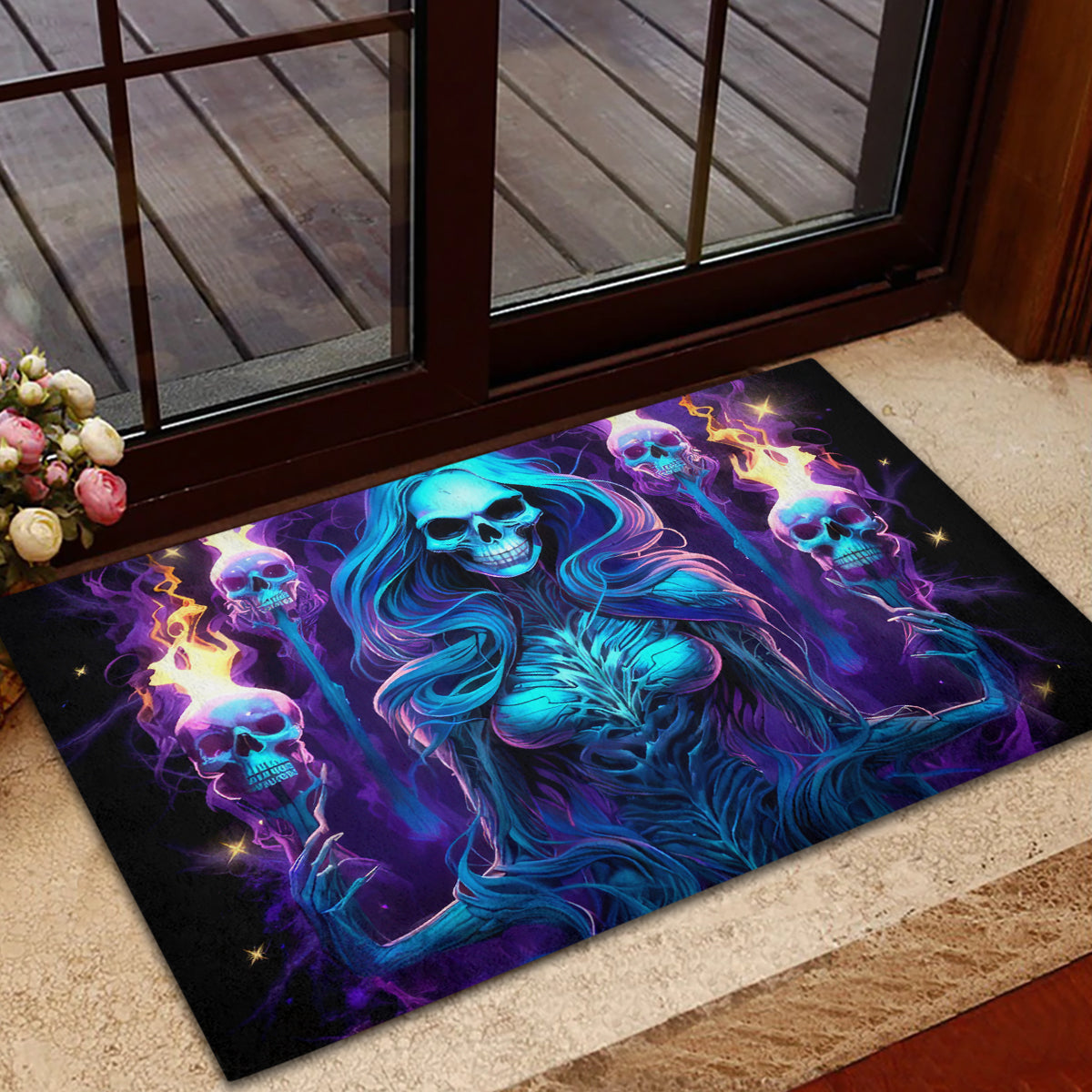 Witch Skull Rubber Doormat Wake Up Beasuty I't Time To Beast