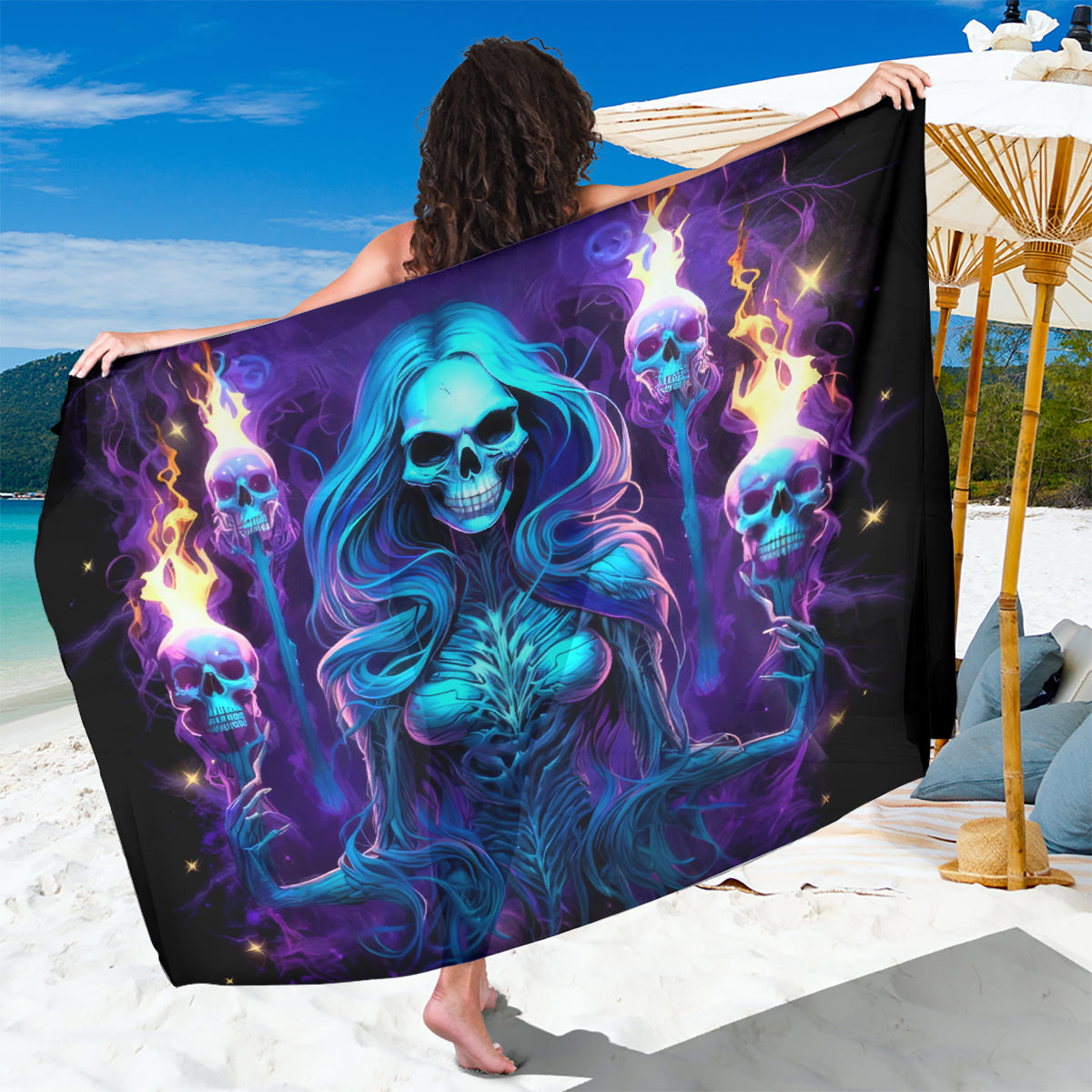 Witch Skull Sarong Wake Up Beasuty I't Time To Beast