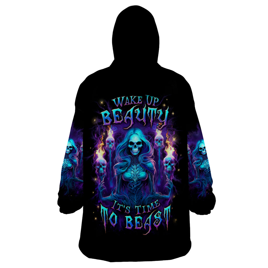Witch Skull Wearable Blanket Hoodie Wake Up Beasuty I't Time To Beast
