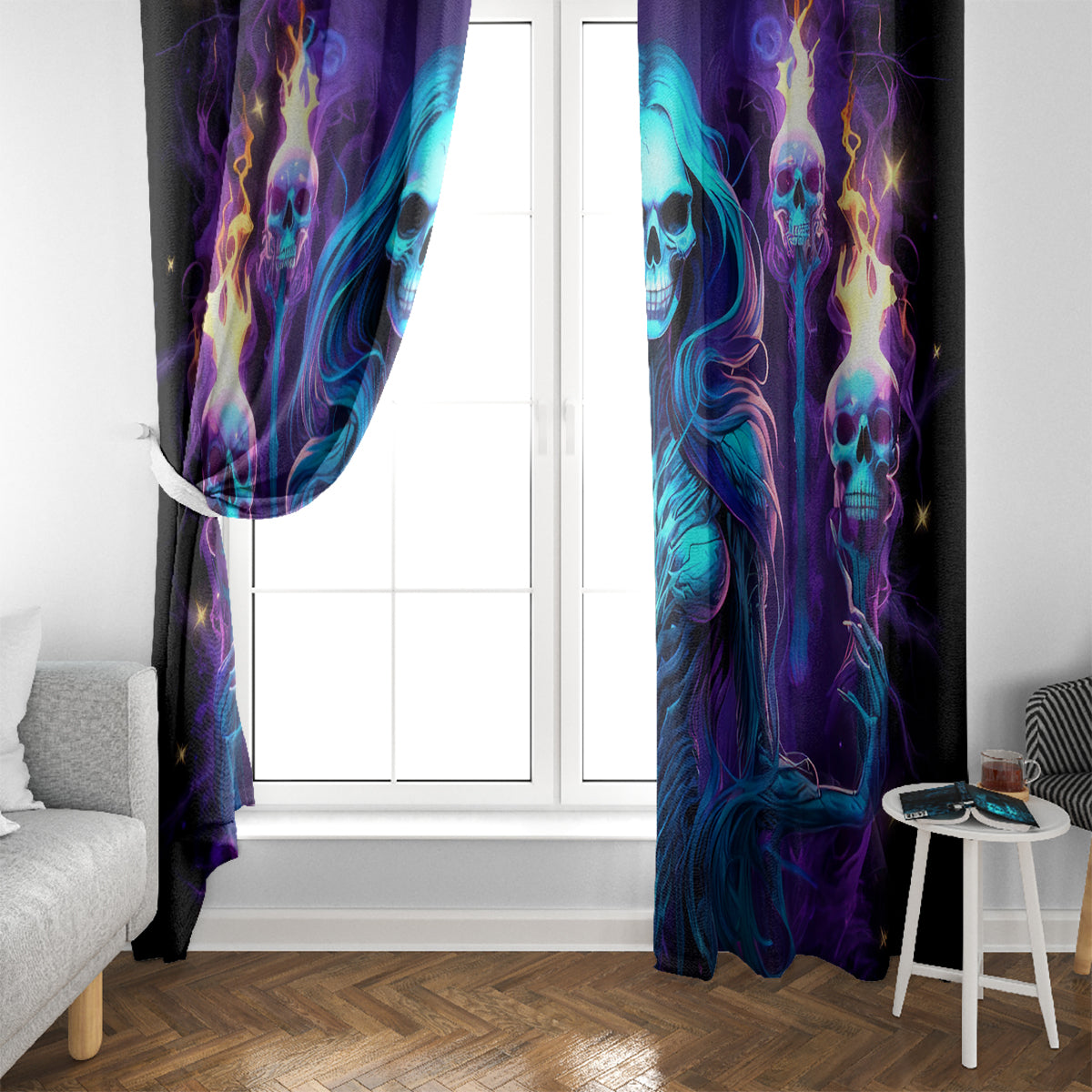 Witch Skull Window Curtain Wake Up Beasuty I't Time To Beast