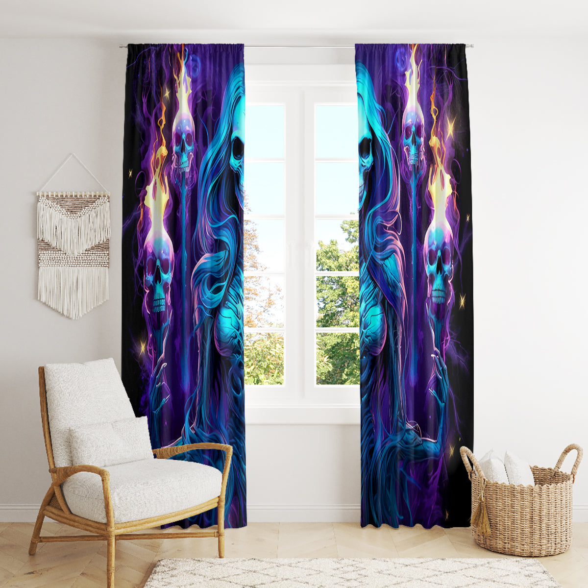 Witch Skull Window Curtain Wake Up Beasuty I't Time To Beast