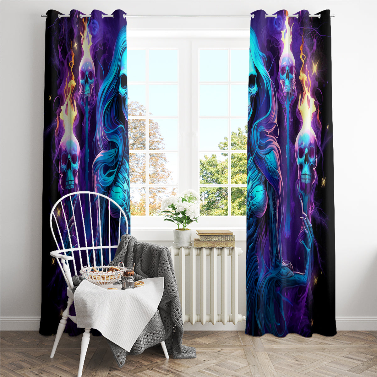 Witch Skull Window Curtain Wake Up Beasuty I't Time To Beast