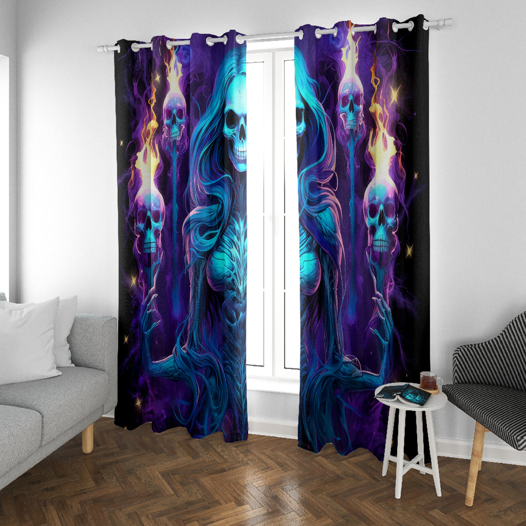 Witch Skull Window Curtain Wake Up Beasuty I't Time To Beast
