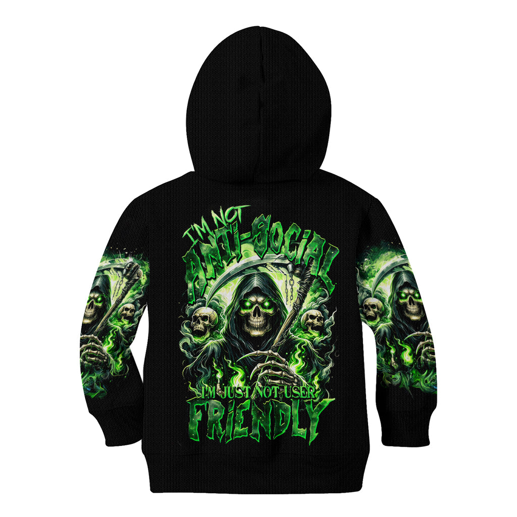 Flame Reaper Skull Kid Hoodie I'm Not Anti Social I'm Just Not User Friendly