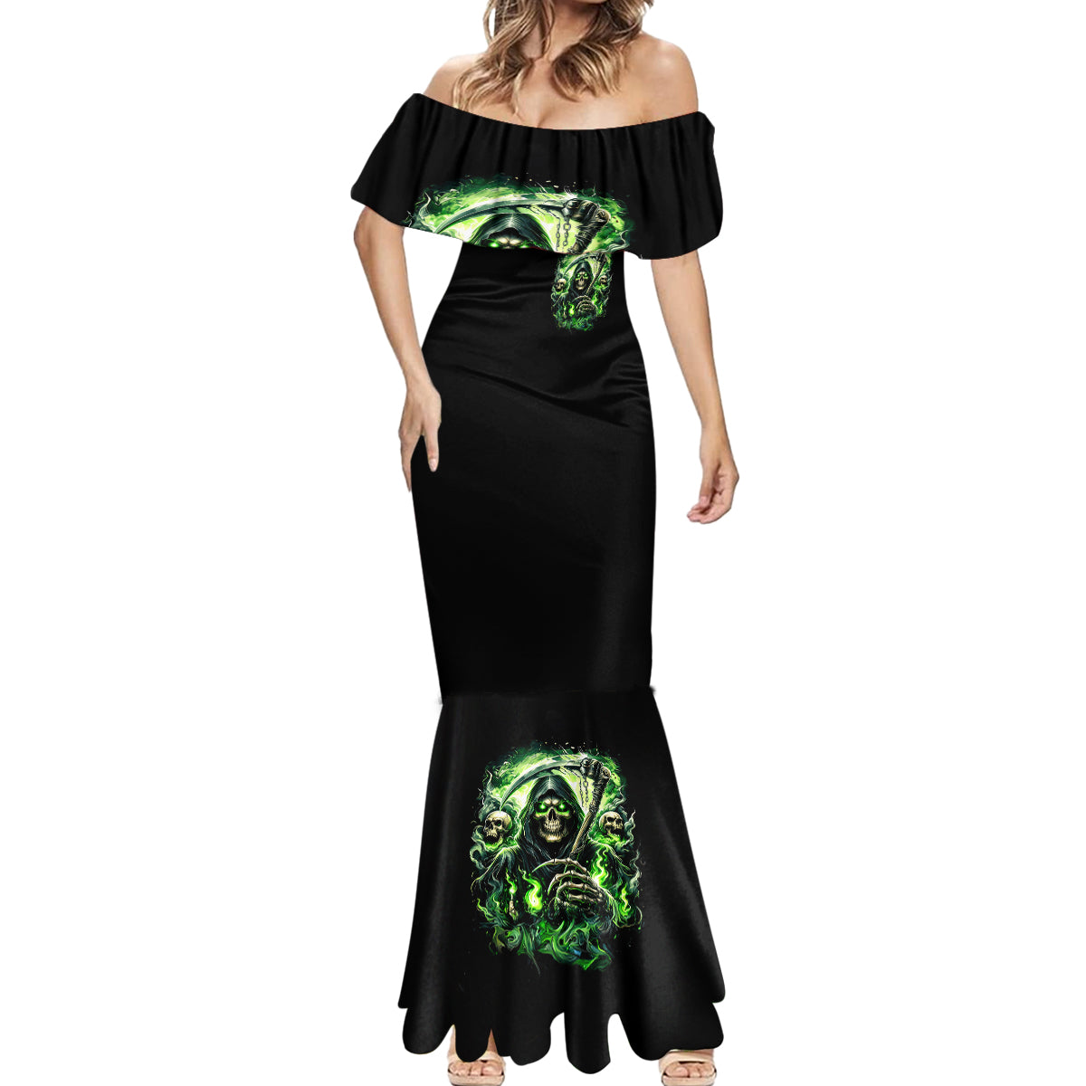 Flame Reaper Skull Mermaid Dress I'm Not Anti Social I'm Just Not User Friendly